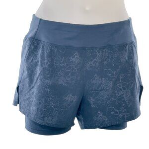 APANA Women’s Sport Shorts Blue Polyester Stretch Running Zipped Hip Pocket Size